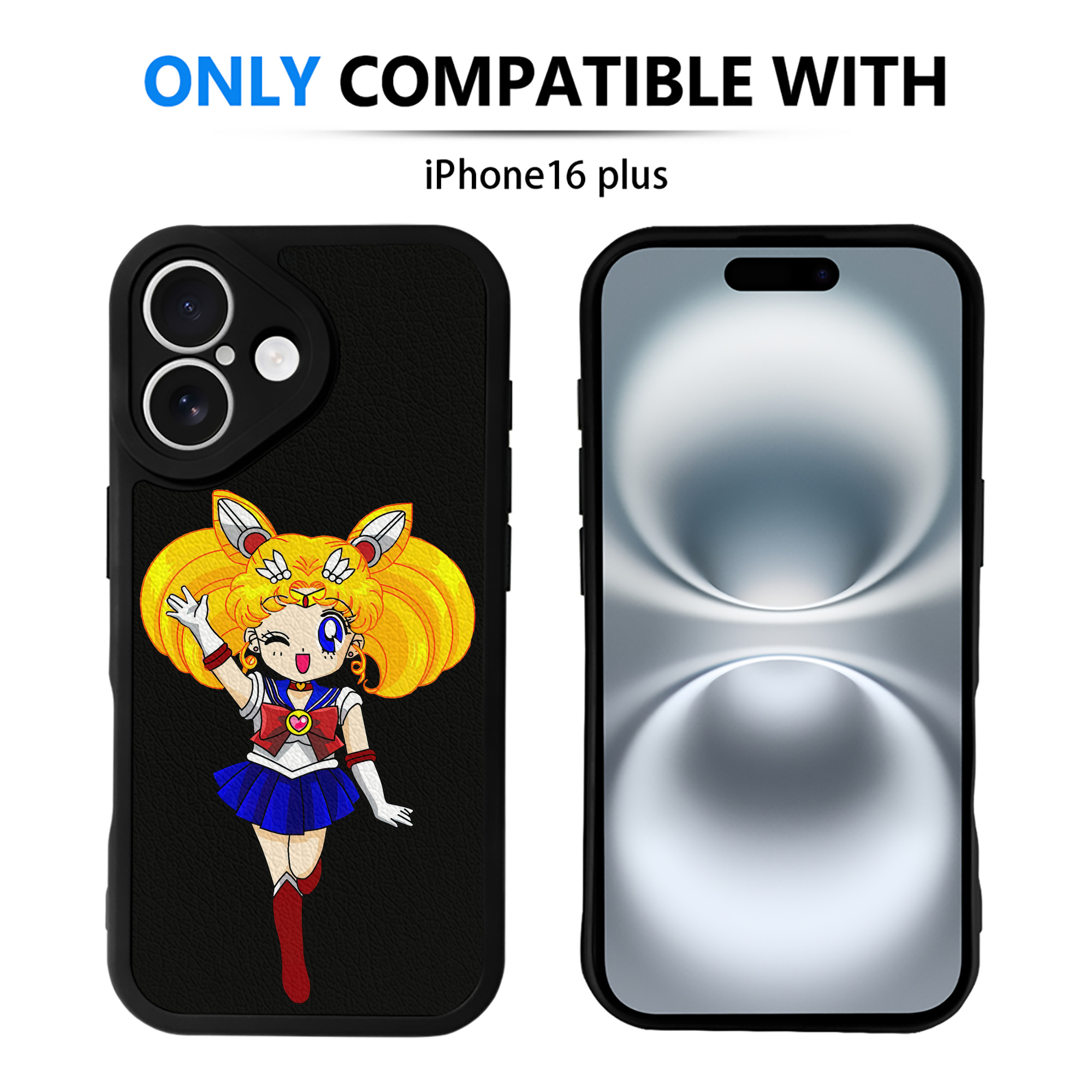 （画像用） 美少女戦士セーラームーン 月野 うさぎ つきの うさぎ Sailor Moon Tsukino Usagi 【iPhone 16シリーズ対応】シリコンスマホケース（レザー調） 材質：シリコン